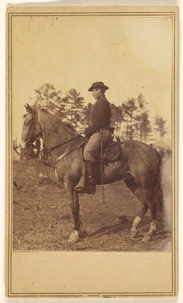 Alexander Gardner, [Man wearing a hat, in profile, on horseback]