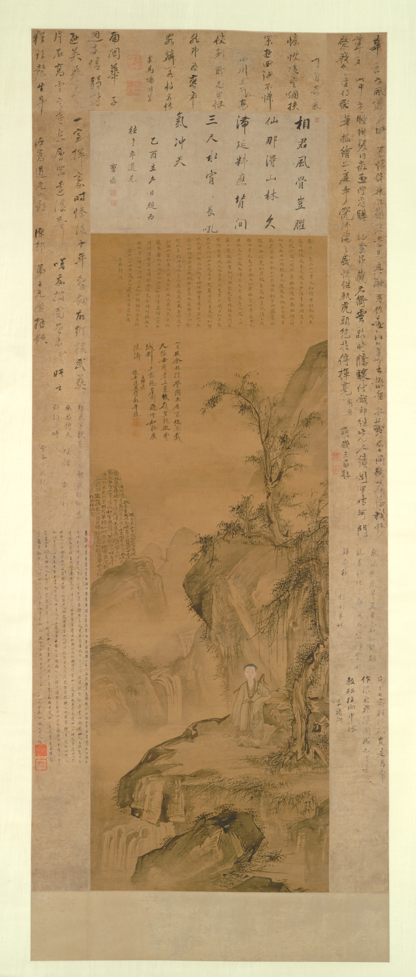 Hua Yan, Layered Peaks and Splashing Waterfall: Portrait of Hua Yan as a Young Man