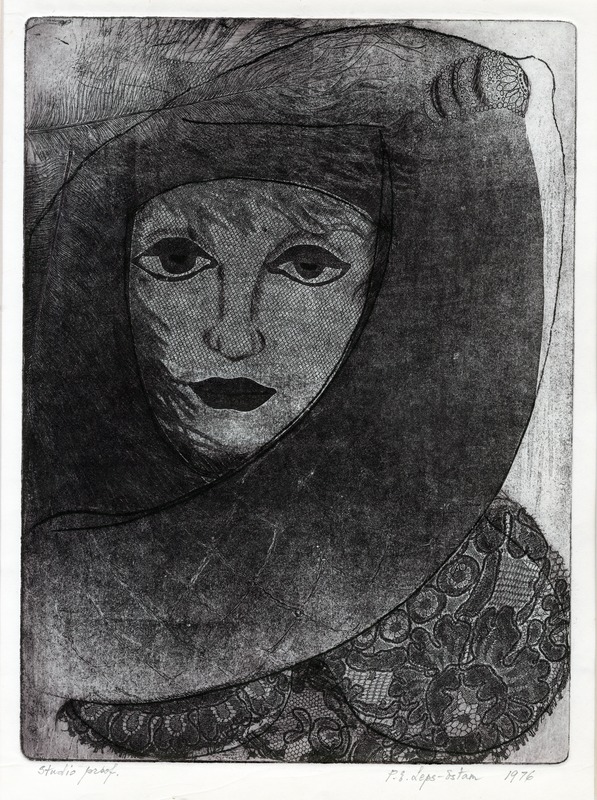 Pauline-Elfriede (author) Leps-Estam, Mapp with sketches and croquis. Portrait of a woman