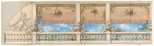 Jules-Edmond-Charles Lachaise, An Outdoor Balustrade Overhung with an Awning in Moorish Style