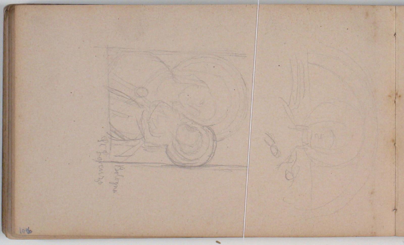 Niels Larsen Stevns, Skitser af Madonna med barnet og andet figurligt fragment fra S. Lorenzo, Bologna