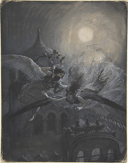 Anonymous, British, 19th century, Angel Scourging a Harpy (recto); Athletic Scene (verso)