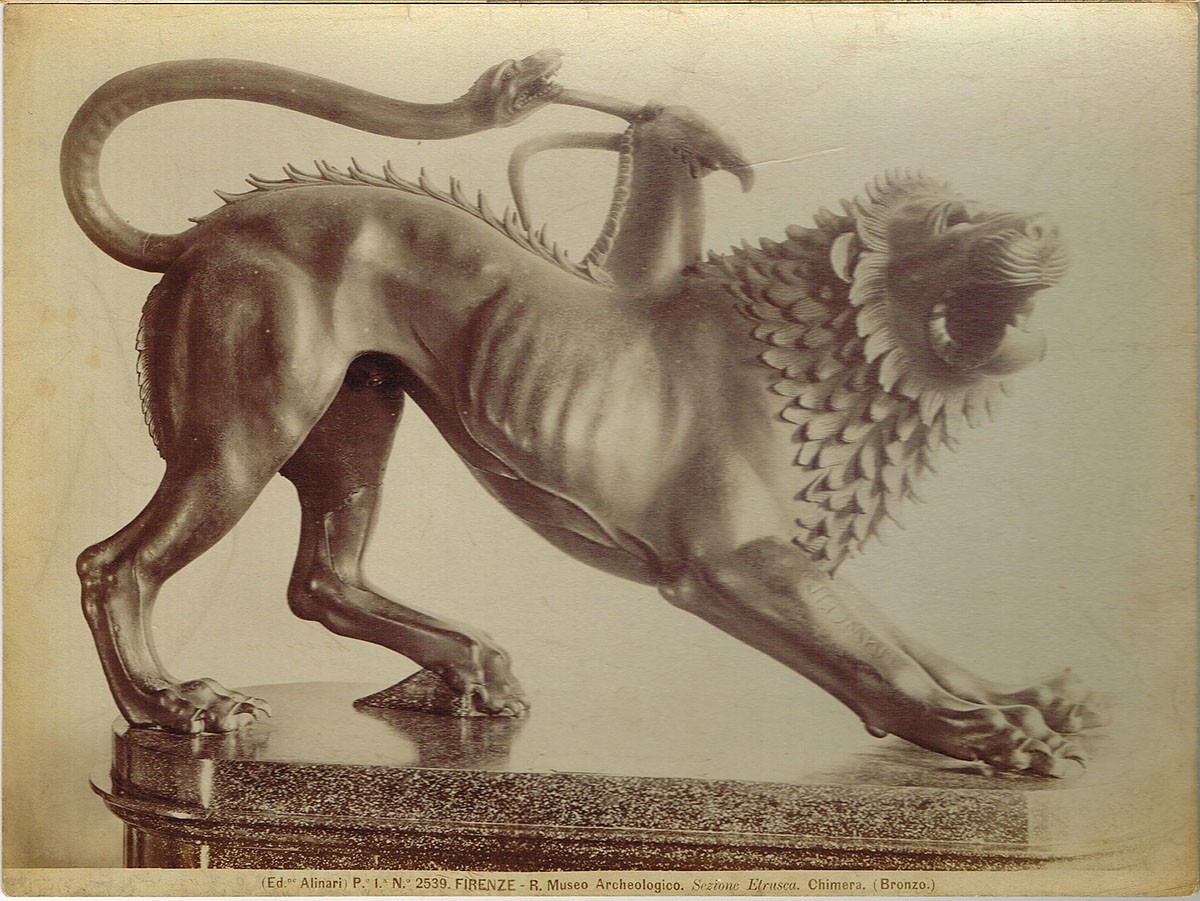 Fratelli Alinari, Die etruskische Chimäre von Arezzo, Archäologisches Nationalmuseum, Florenz