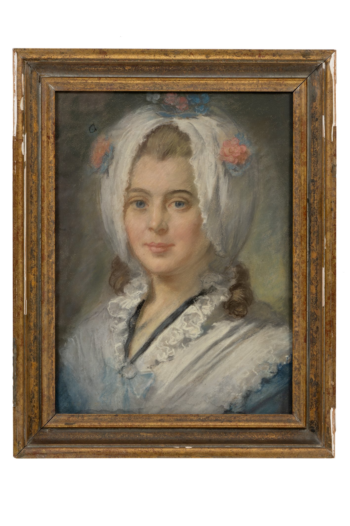 Goldleisten-Rahmenfabrik und Kunsthandlung F. W. Nickel, Gerahmtes Pastellgemälde von Anna Margarethe Caecilie Vorster