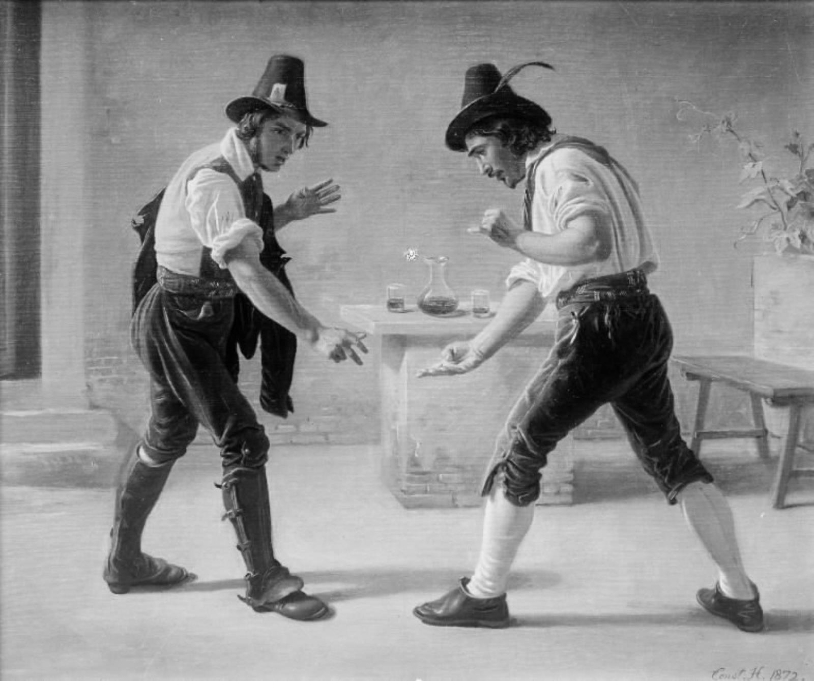 Constantin Hansen, To romerske morraspillere uden for et osteria