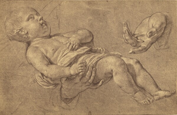 Roger Fenton, [Drawing of a Baby and Two Adult Hands by Philippe de Campaigne]