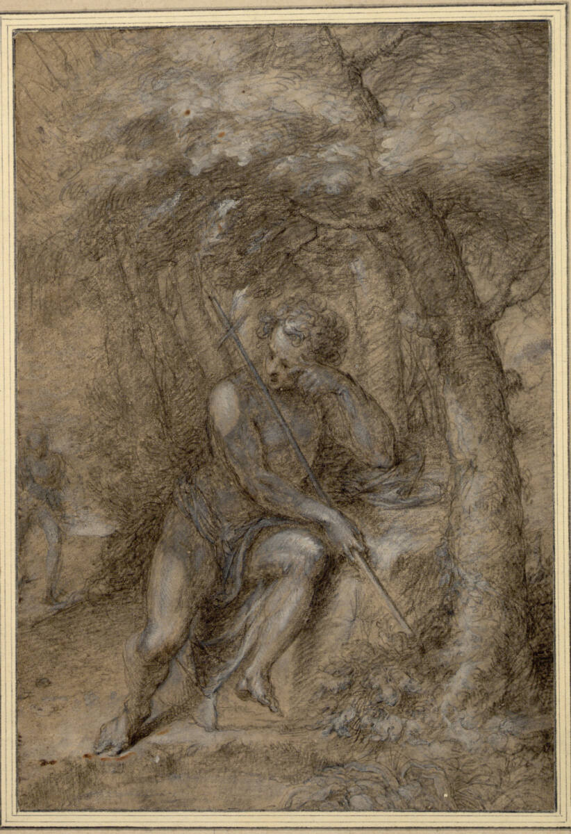 Anonym, Johannes der Täufer als Jüngling; er sitzt in einer Baumlandschaft
