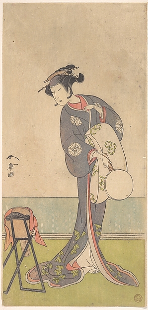 Katsukawa Shunshō　勝川春章, The First Nakamura Tomijuro as an Oiran Standing in a Room