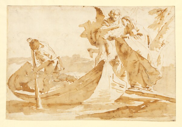 Giovanni Battista Tiepolo, Flight into Egypt (recto); Various Studies (verso)