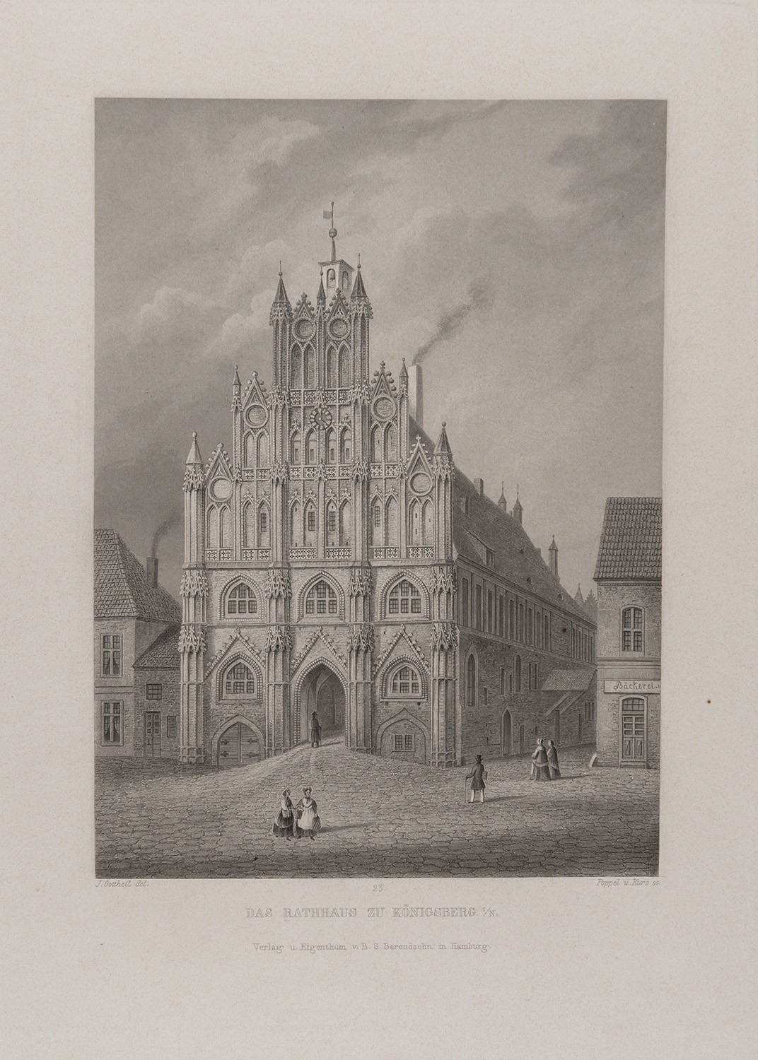 B. S. Berendsohn (Hamburg), Königsberg/Neumark [Chojna]: Rathaus (Brandenburgisches Album, Blatt 23)
