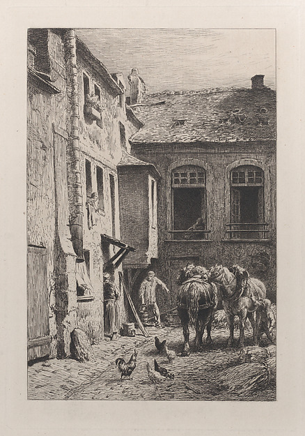 Charles Jacque, A Paris Courtyard in 1865