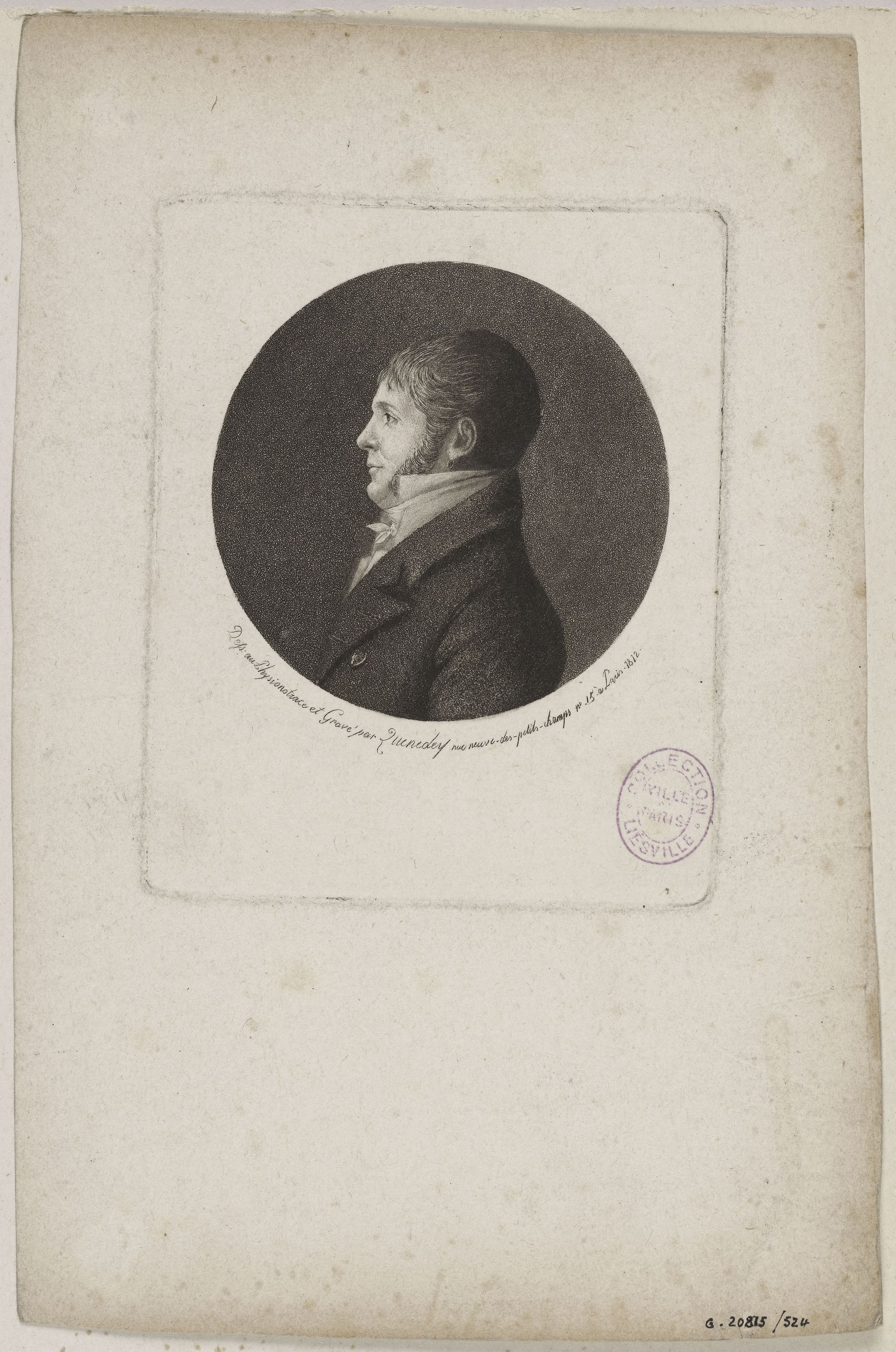 Edmé Quenedey, Portrait d'un homme, fin XVIIIème siècle/début XIXème siècle