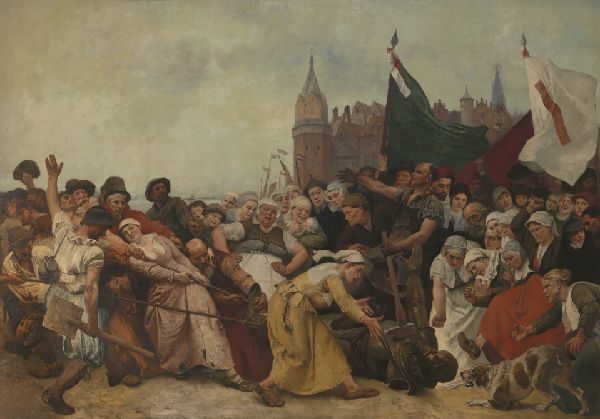 Charles Verlat, The Shattered Statue of the Duke of Alva Being Dragged Through the Streets