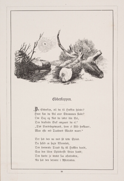H.P. Hansen, Edderkoppen. Illustration til H.V. Kaalund, "Fabler for Børn"