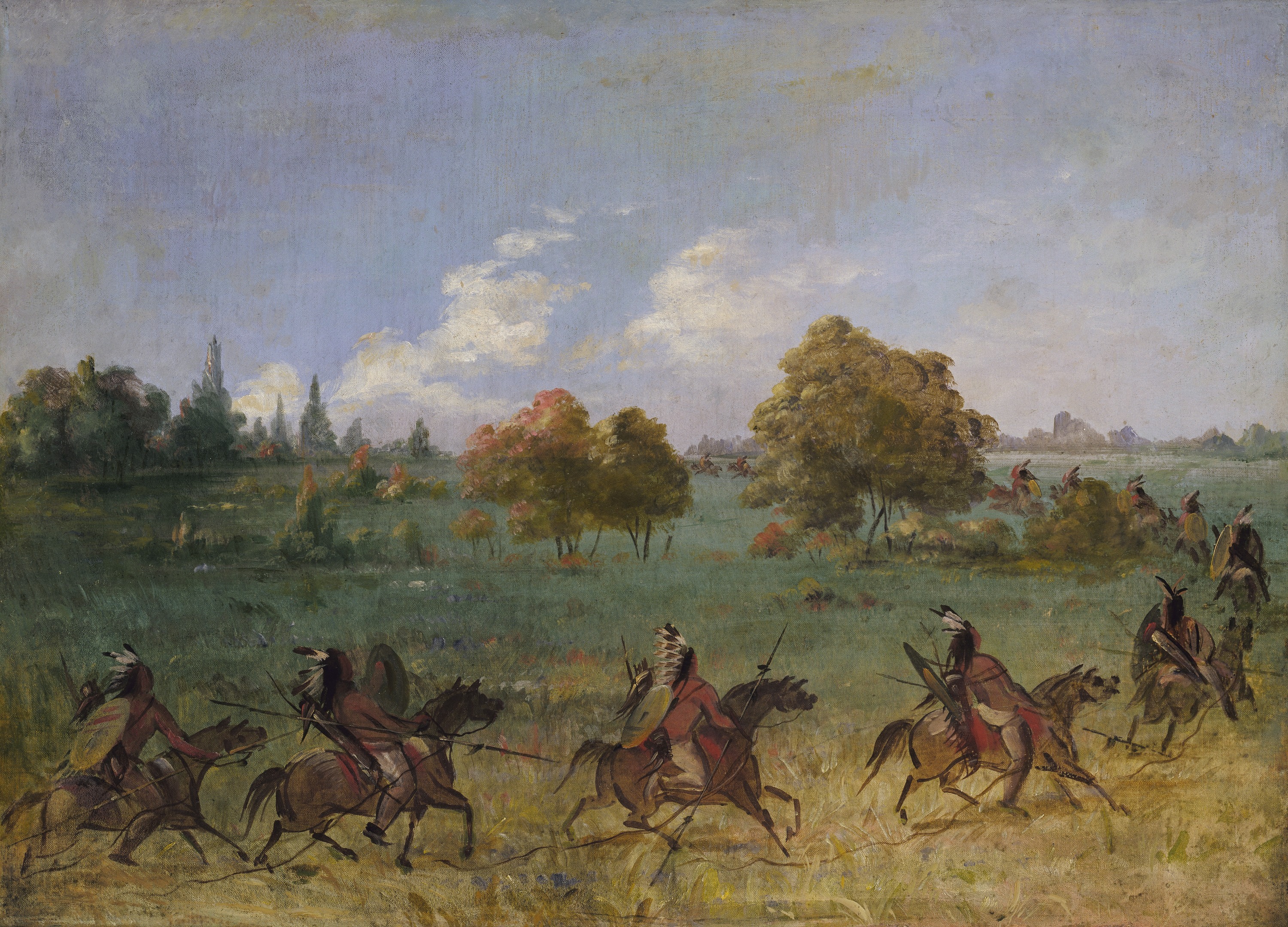 George Catlin, Comanche War Party on the March, Fully Equipped