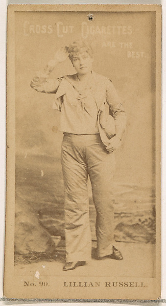 W. Duke, Sons & Co., Card Number 90, Lillian Russell, from the Actors and Actresses series (N145-2) issued by Duke Sons & Co. to promote Cross Cut Cigarettes