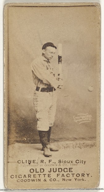 Goodwin & Company, John P. "Monk" Cline, Right Field, Sioux City Corn Huskers, from the Old Judge series (N172) for Old Judge Cigarettes