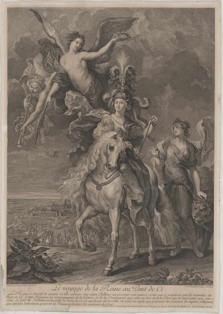 Charles Simonneau, Le voyage de la Reine au Pont de Cé., Blatt 16 aus der Folge zum Maria de' Medici-Zyklus