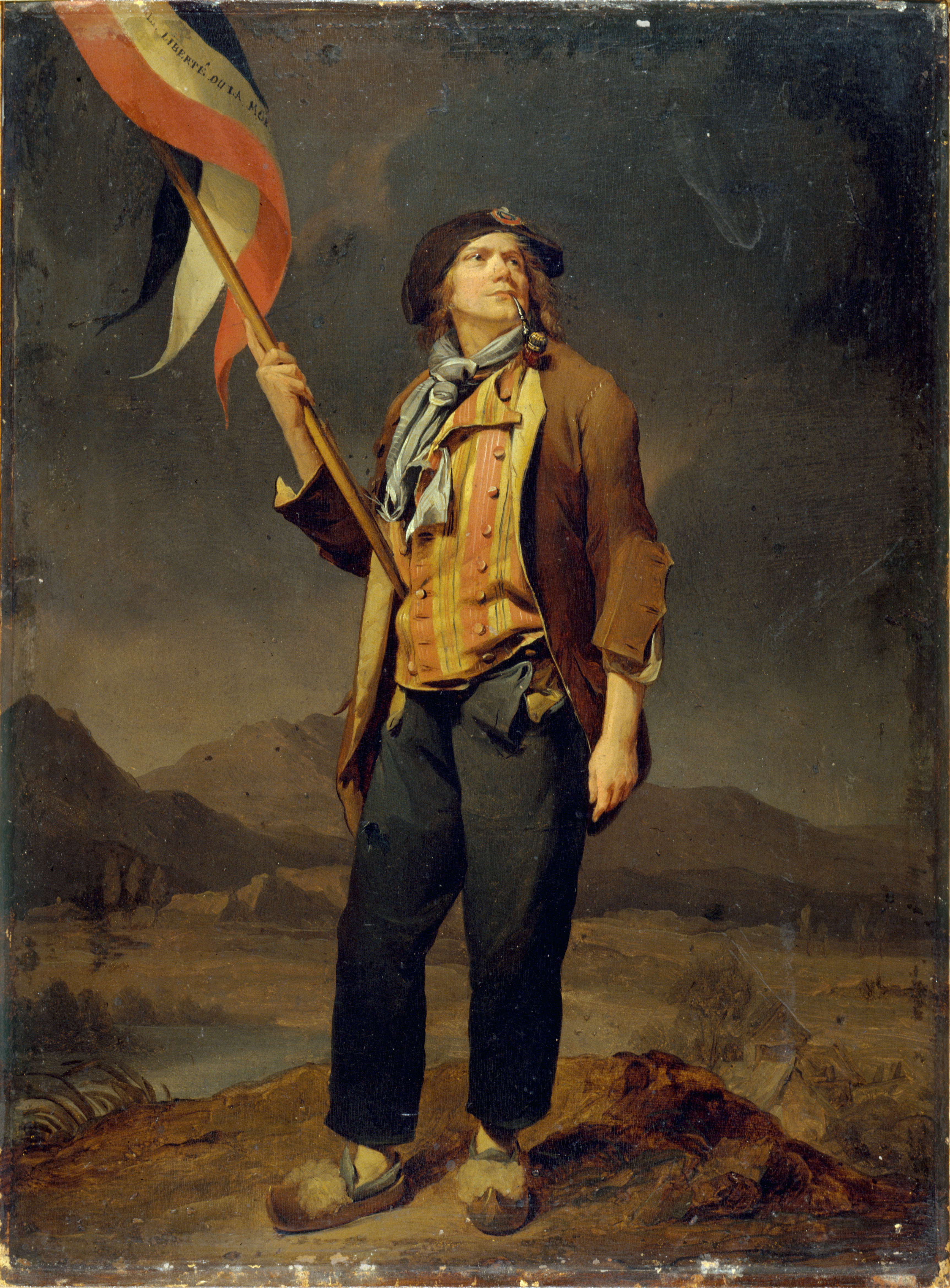 Louis Léopold Boilly, Portrait du chanteur Simon Chenard (1758-1832), en costume de sans-culotte, porte-drapeau lors de la fête en l'honneur de la liberté de la Savoie, le 14 octobre 1792