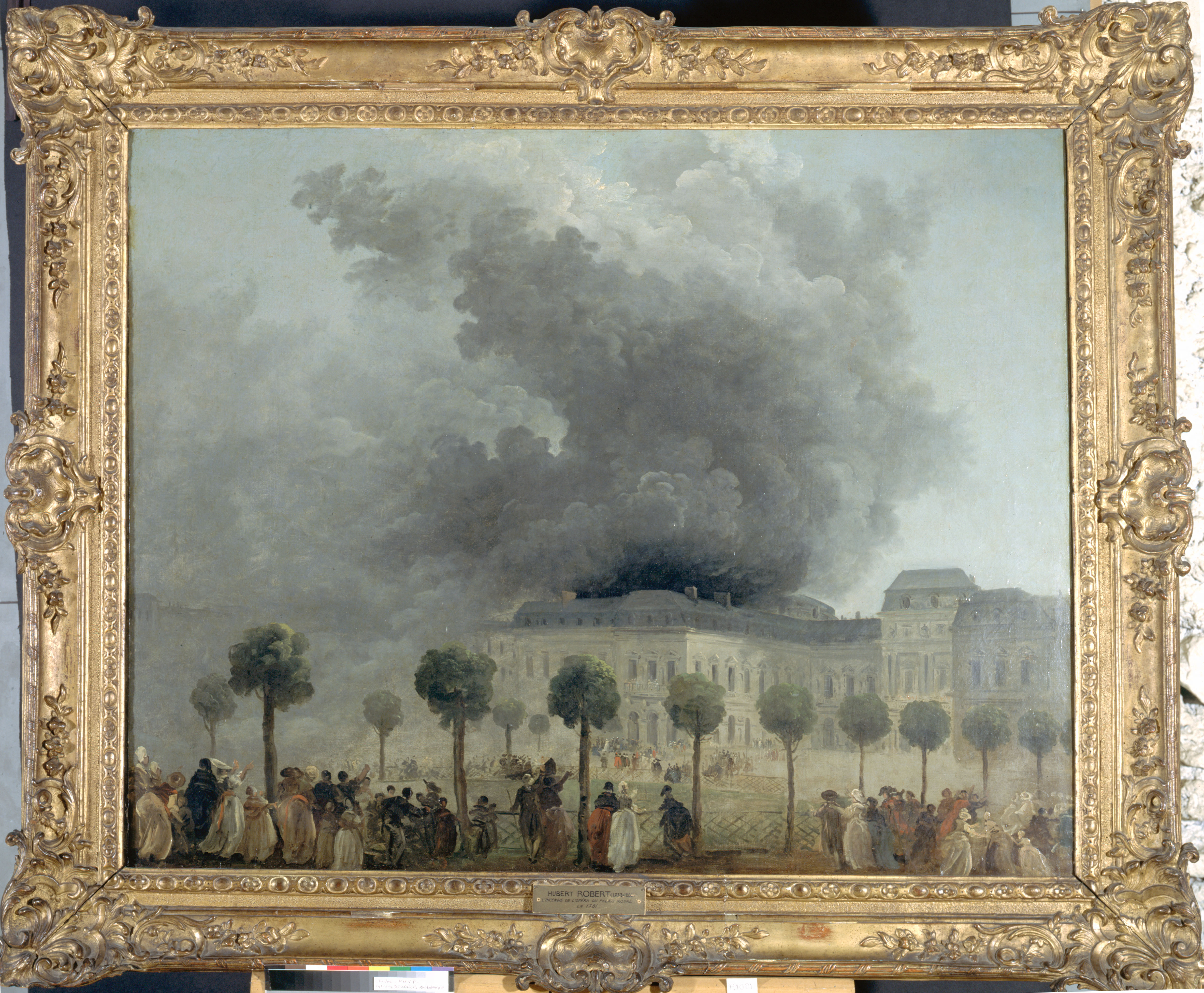 Hubert Robert, L'incendie de l'Opéra, vu des jardins du Palais-Royal, le 8 juin 1781