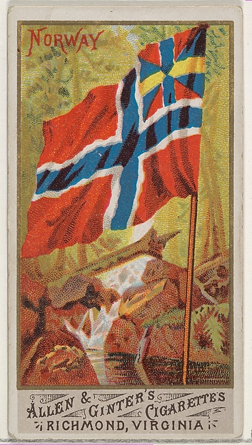 Allen & Ginter, Norway, from Flags of All Nations, Series 1 (N9) for Allen & Ginter Cigarettes Brands