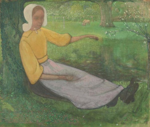 Richard Nicolaüs Roland Holst, Woman of Huizen sitting under a Tree