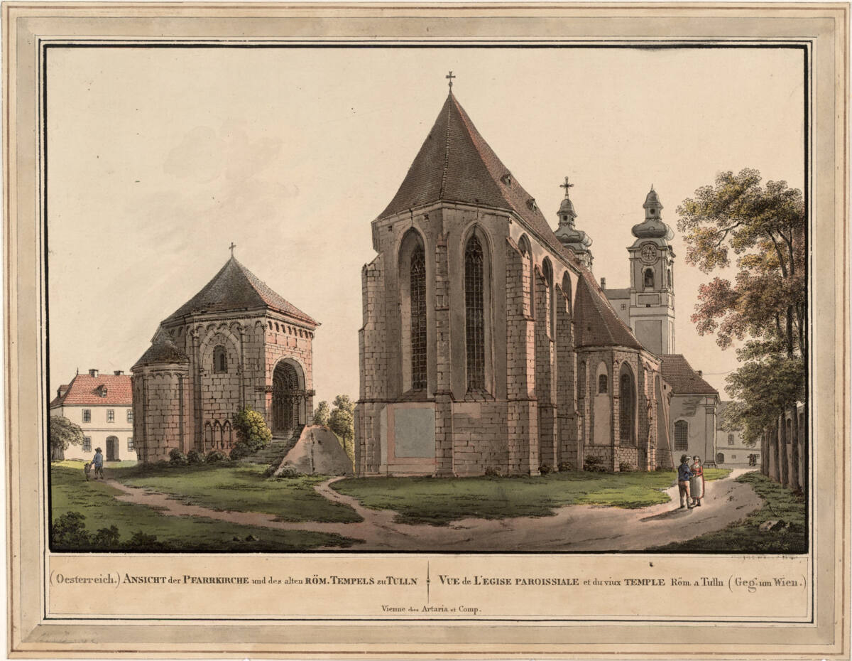 Anonym, Pfarrkirche und römischer Tempel in Tulln