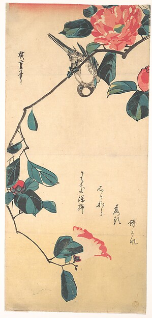 Utagawa Hiroshige, Camellia and Bullfinch