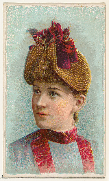 W. Duke, Sons & Co., Actress wearing hat with red ribbon, from Stars of the Stage, First Series (N129) issued by W. Duke, Sons & Co. to promote Honest Long Cut Tobacco
