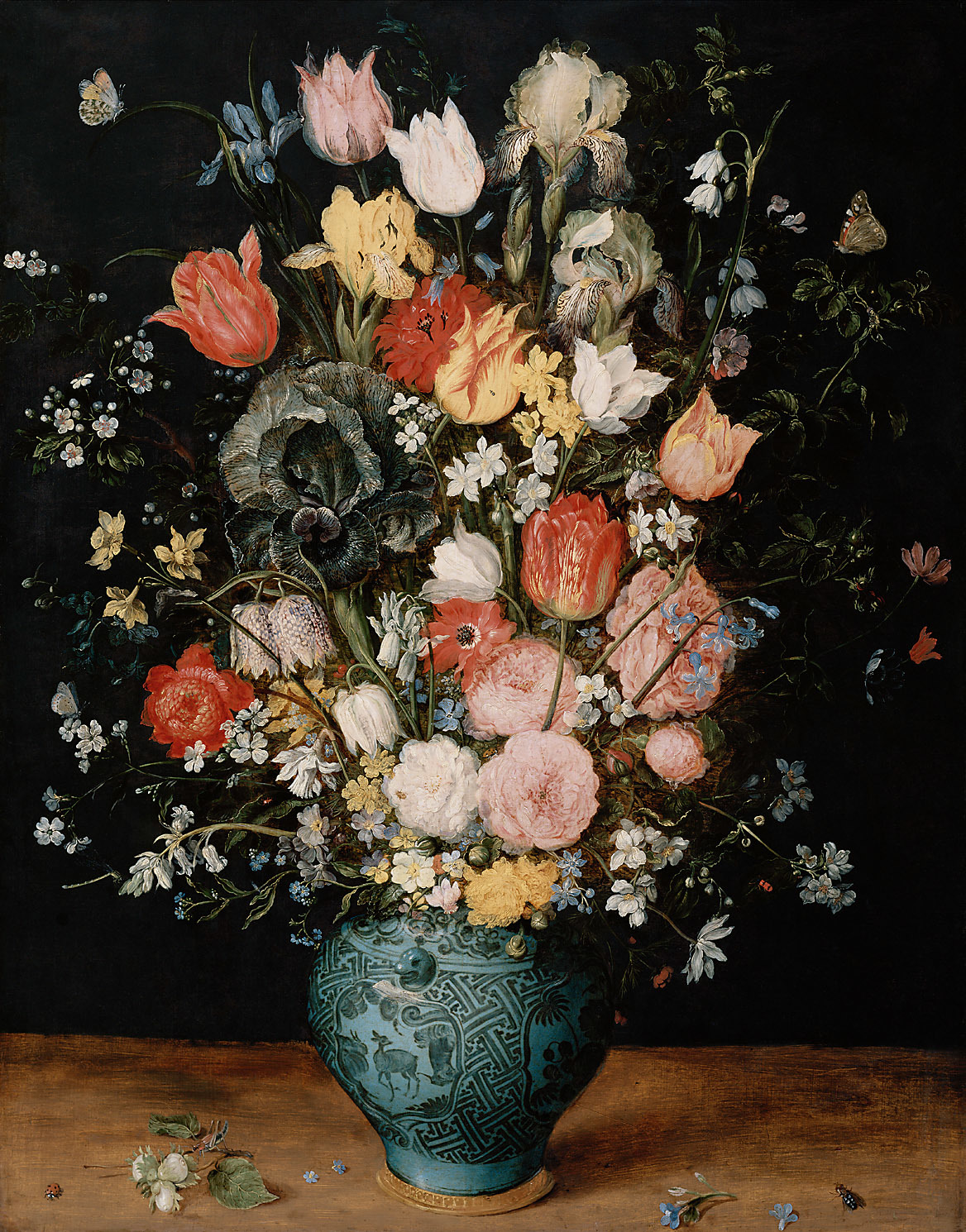 Jan Brueghel the Elder, Chinese porcelain vase of flowers on a tabletop