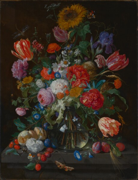 Jan Davidsz. de Heem, Glass Vase with Flowers and Fruit