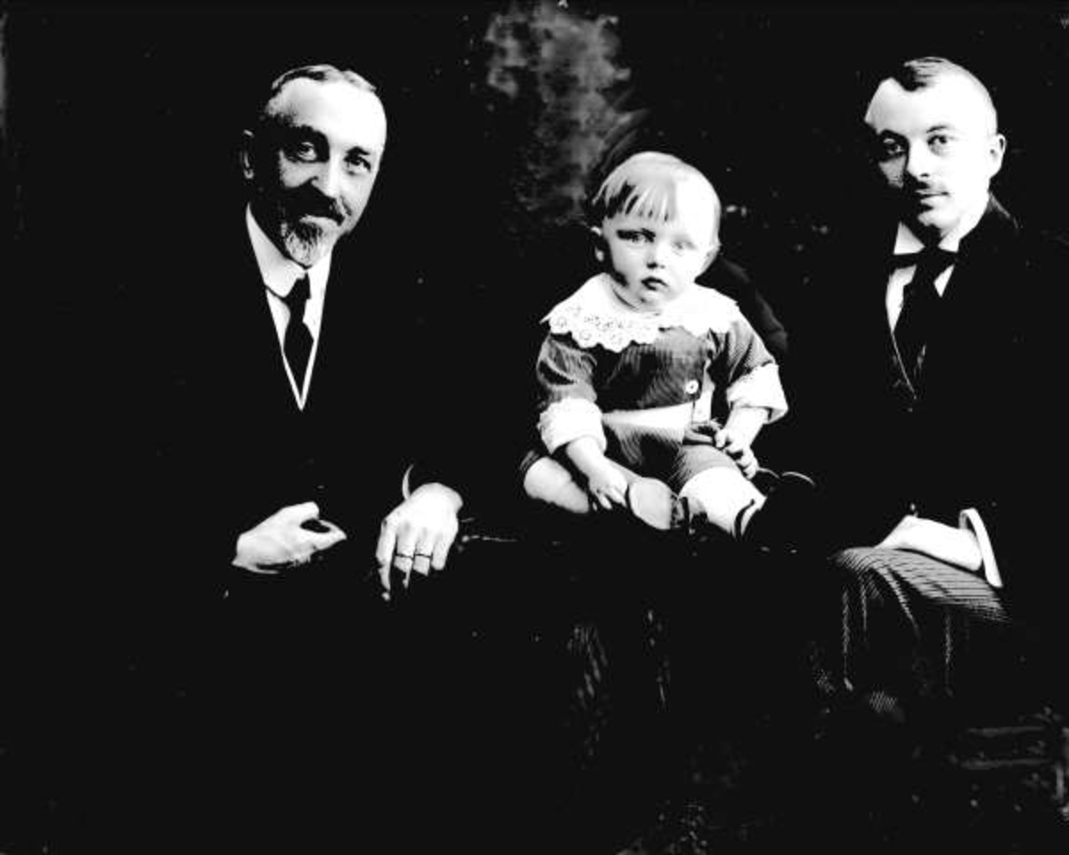 Gustav Borgen, Gruppeportrett, tre generasjoner menn. Direktør Vig med familie.