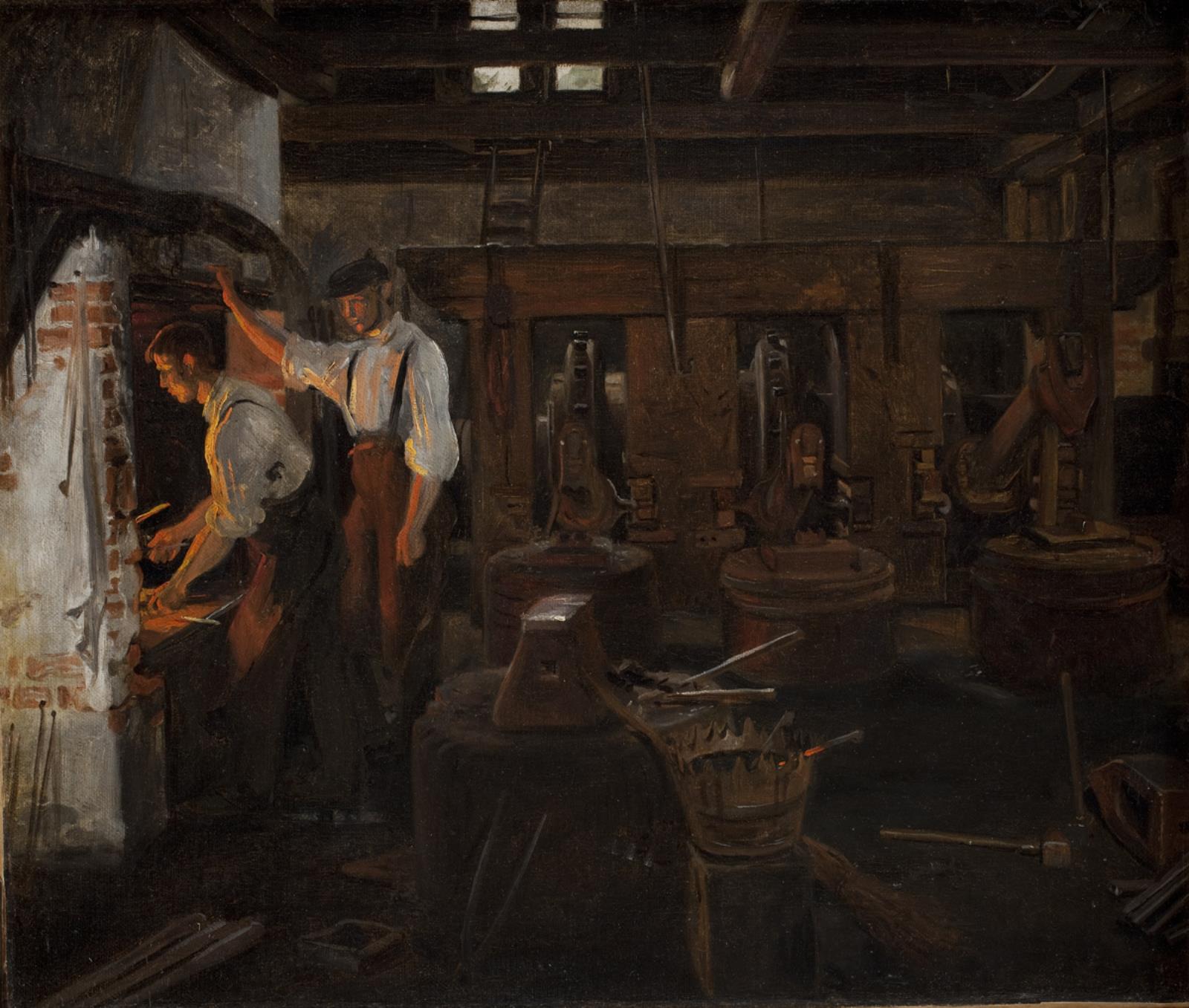 Constantin Hansen, Det indvendige af den gamle hammermølle ved Hellebæk