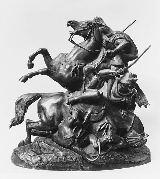 Antoine-Louis Barye, Two Mounted Arabs Killling a Lion