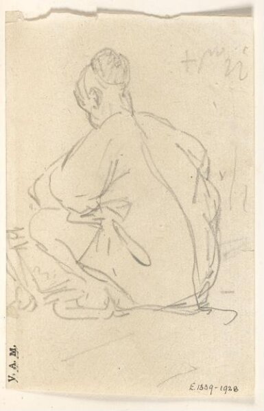 George Chinnery, A seated Chinese figure seen from behind