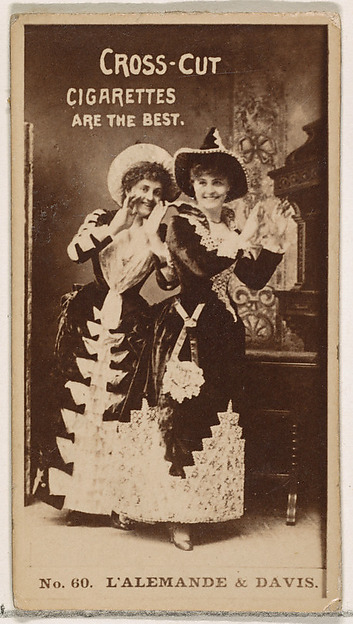 W. Duke, Sons & Co., Card Number 60, L'Alemande and Davis, from the Actors and Actresses series (N145-2) issued by Duke Sons & Co. to promote Cross Cut Cigarettes