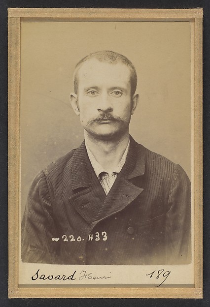 Alphonse Bertillon, Saulnier. Alphonse, Joseph. 31 ans, né à Paris XXe. Tourneur sur bois. Anarchiste. 14/3/94.
