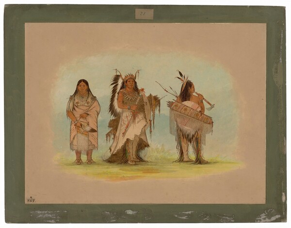 George Catlin, Omaha Chief, His Wife, and a Warrior