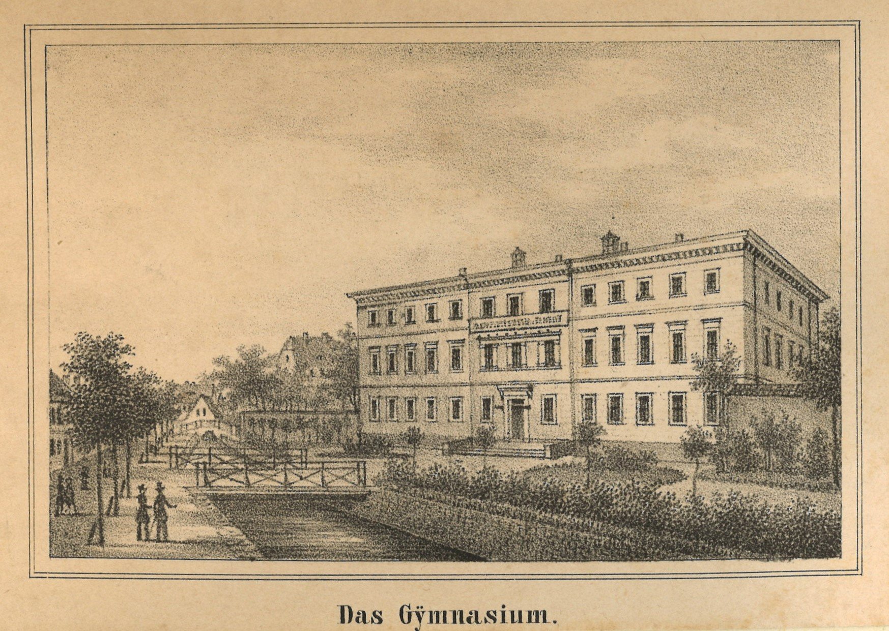 Gustav Frank (Lithograf), Prenzlau: Gymnasium von Südwesten