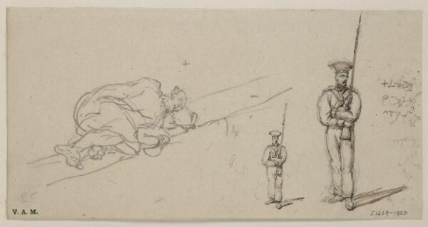George Chinnery, A sleeping Chinese man and a Portuguese soldier