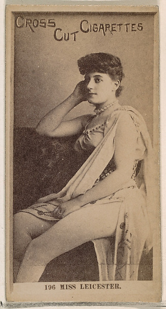 W. Duke, Sons & Co., Card Number 196, Miss Leicester, from the Actors and Actresses series (N145-2) issued by Duke Sons & Co. to promote Cross Cut Cigarettes