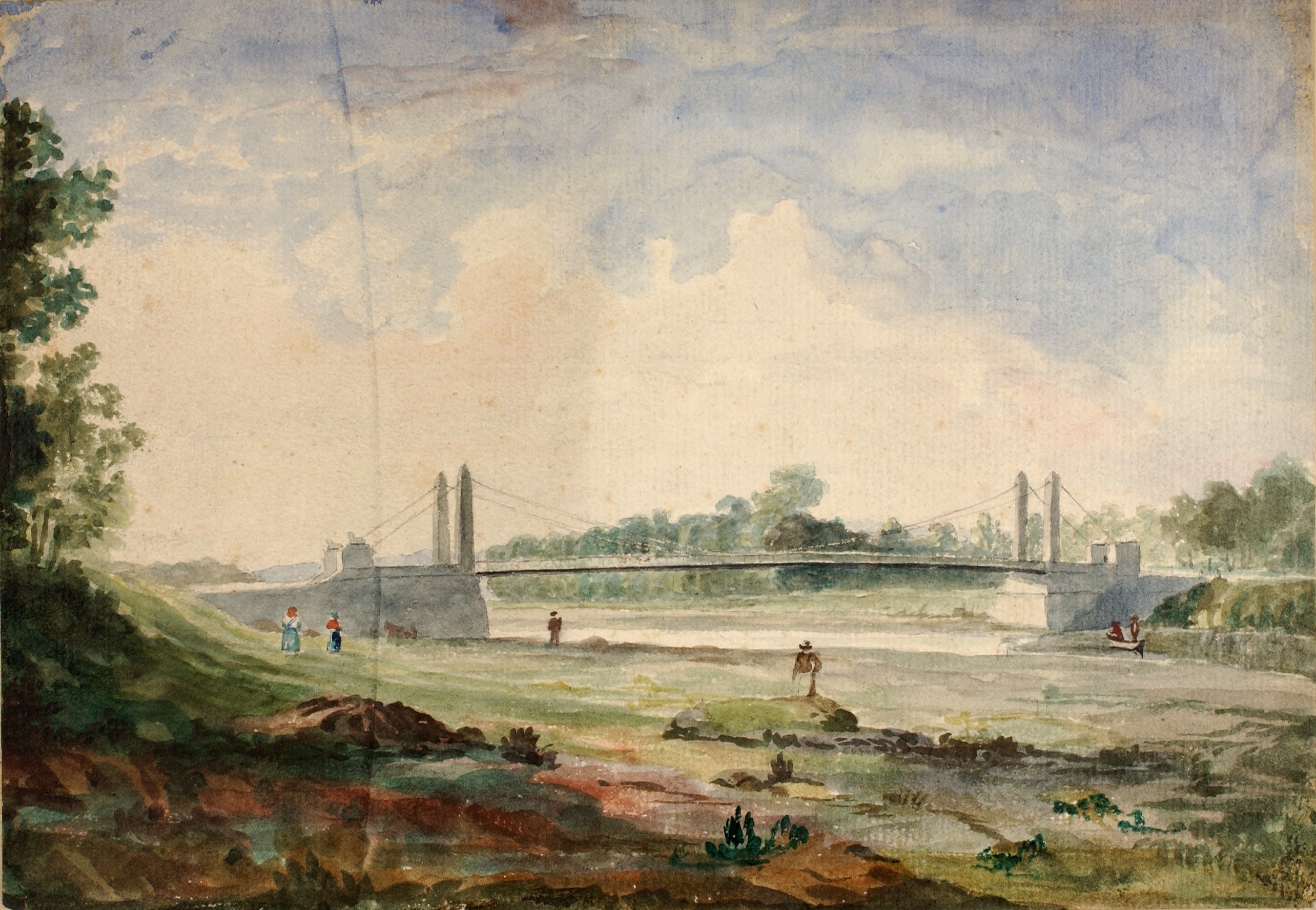 Miner Kilbourne Kellogg, Suspension Bridge over the Arno, near the Cascine, Forence