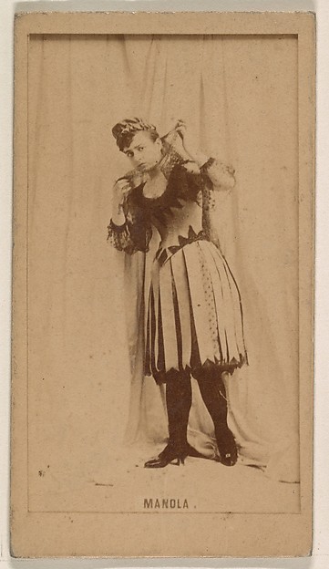 Kinney Brothers Tobacco Company, Miss Manola, from the Actresses series (N245) issued by Kinney Brothers to promote Sweet Caporal Cigarettes