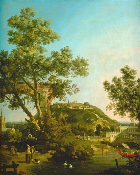 Canaletto, English Landscape Capriccio with a Palace