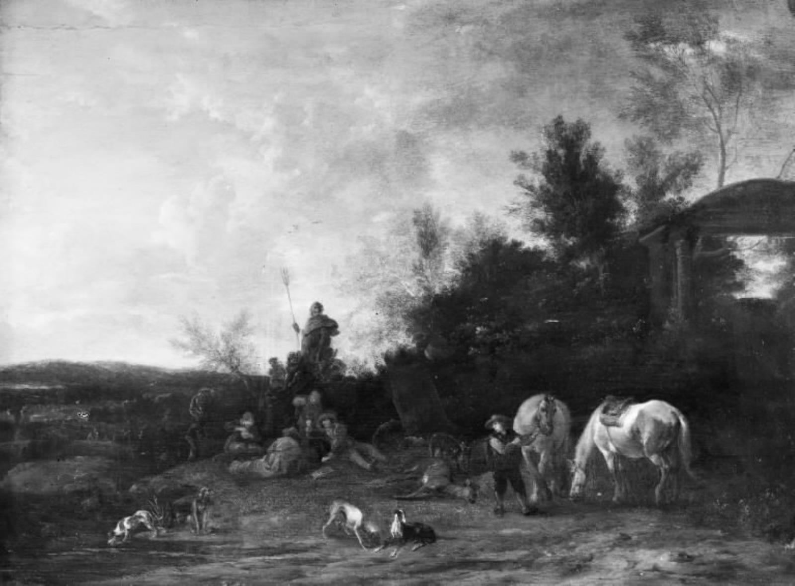 Philips Wouwerman, Aftenlandskab med hvilende jægere