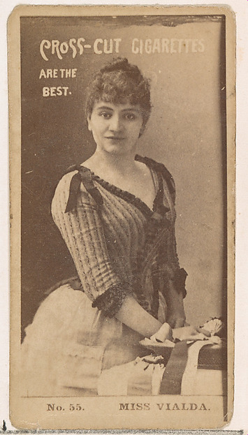 W. Duke, Sons & Co., Card Number 55, Miss Vialda, from the Actors and Actresses series (N145-2) issued by Duke Sons & Co. to promote Cross Cut Cigarettes