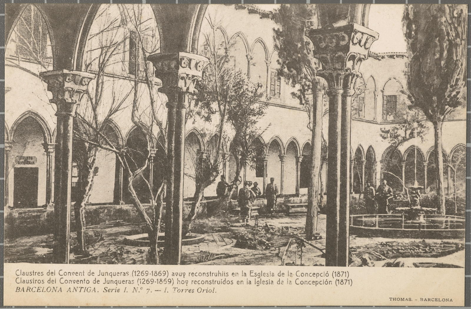 Josep (atribuïda) Thomas Bigas, BARCELONA ANTIGA. Serie I. N.º 7 - I. Torres Oriol. Claustres del Convent de Junqueras.