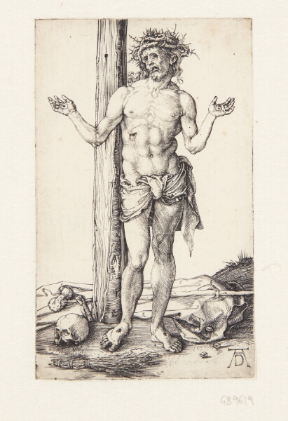 Albrecht Dürer, Christus som smertensmand, stående med løftede hænder