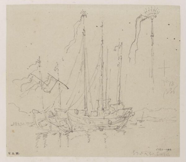 George Chinnery, A sketch of junks lying offshore in parallel
