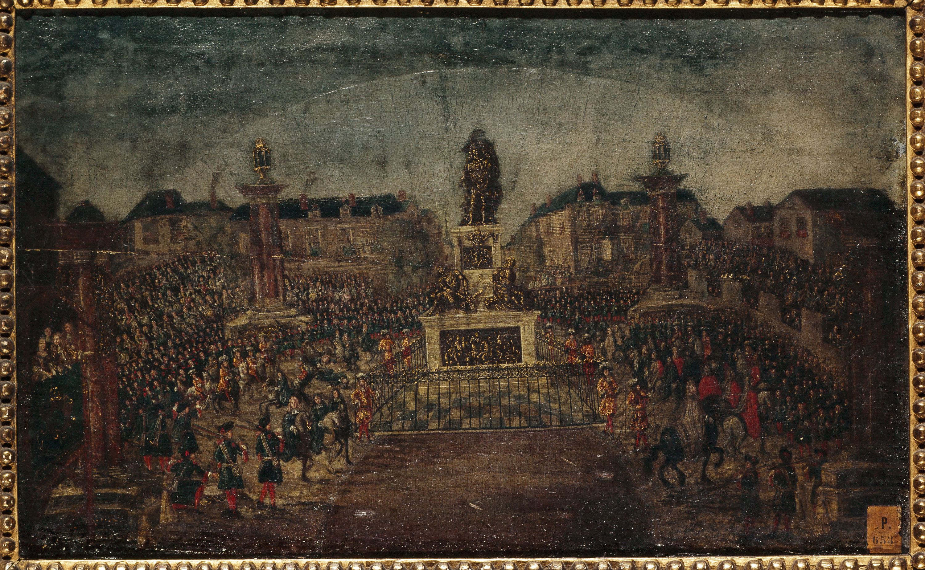 Anonyme, Inauguration de la statue de Louis XIV, place des victoires, le 28 mars 1686